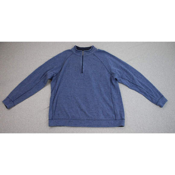 Tommy Bahama Sweatshirt Mens 2XL Blue Logo Mock Neck Raglan Long Sleeve 1/4 Zip - Picture 1 of 6